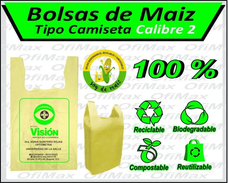 bolsas ecologicas vegetales de maiz tipos de manijas, colombia